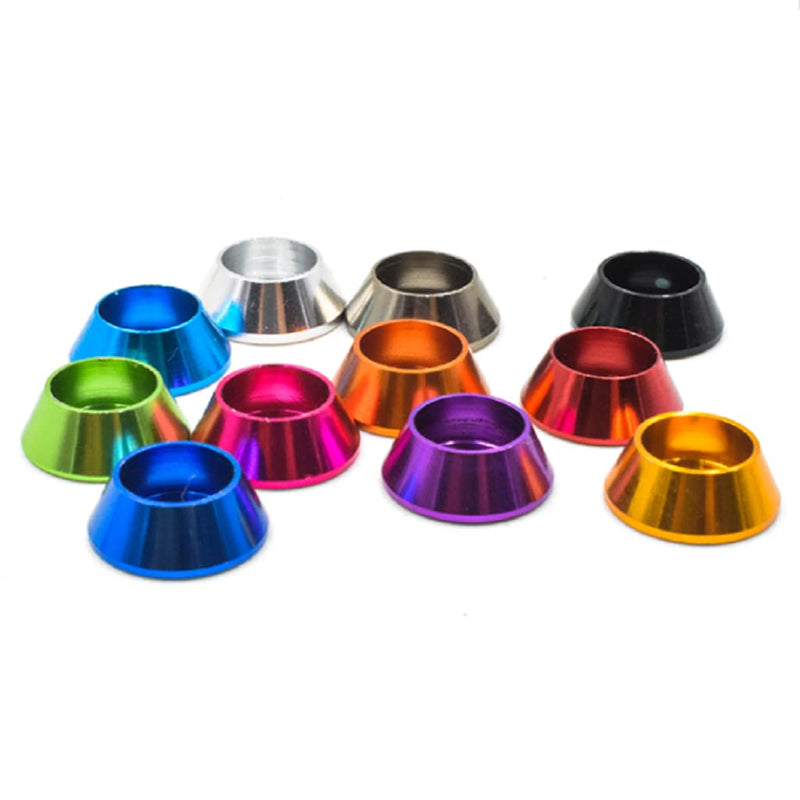 50pcs M3 Cone Cup Washers Anodized Aluminum Alloy Screw Gasket Countersunk Washers (Black) Black