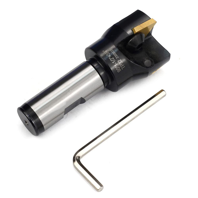 OSCARBIDE Indexable End Mill 3/4''Straight Shank,1-1/2'' Cutting Diameter, 3-1/2"Overall Length,TP32,3 Flutes with 3 Pcs TPCN32PDTR Tpg32 Carbide Inserts