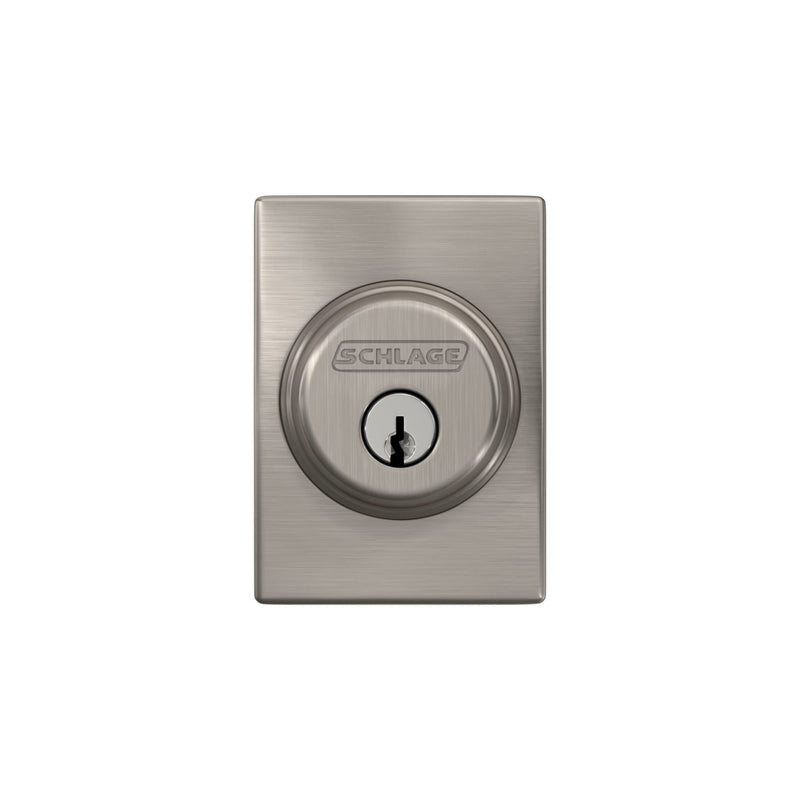 Schlage B60 N CEN 619 Deadbolt with Century Trim, Keyed 1 Side, Highest Residential Security, Satin Nickel