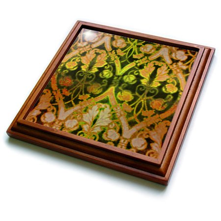 3dRose Old Antique Wallpaper Design Trivet with Ceramic Tile, 8 by 8", Brown