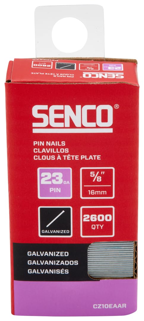 SENCO CZ10EAAR 5/8" 23 Gauge Pin Nails, Galvanized Finish 2,600 Count Pack