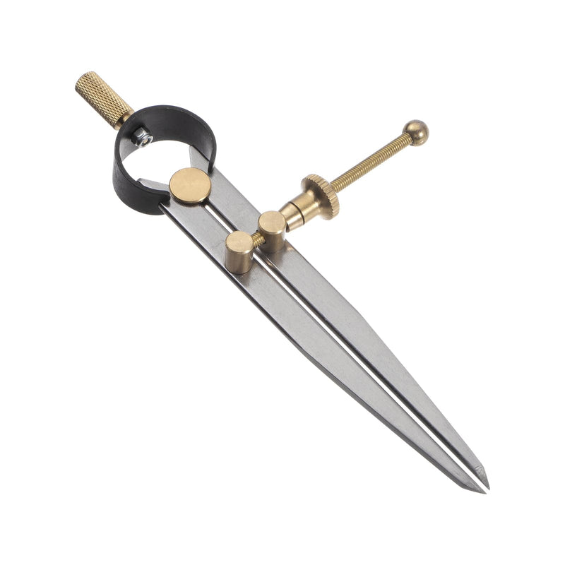 Spring Joint Caliper - [5 Inch] Carbon Steel Spring Divider Caliper with Brass Fulcrum for Metalworking Drawing Use, Flat Leg 5 Inch