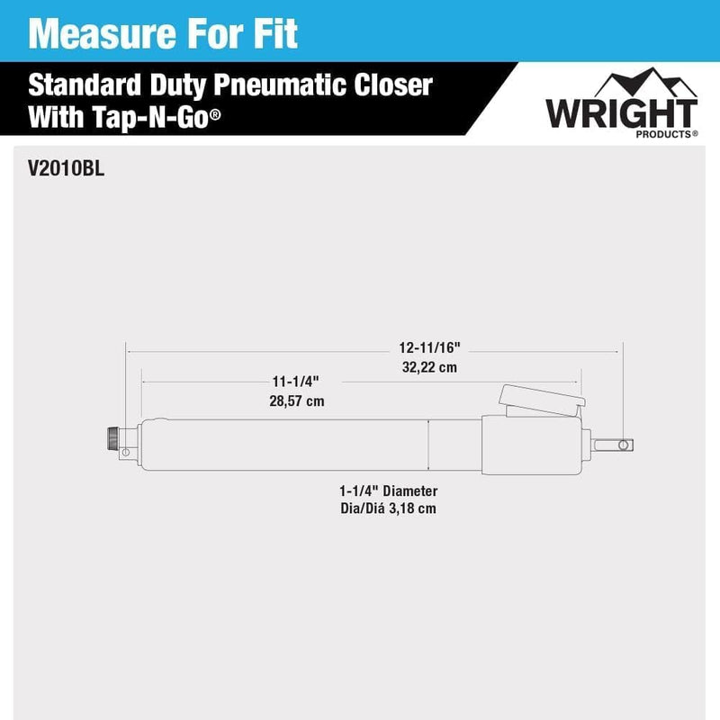 Wright Products Standard Duty Pneumatic Screen & Storm Door Closer with EZ-Hold – Adjustable Closing Speed, Durable, Easy Installation (Transitional, Black) Transitional