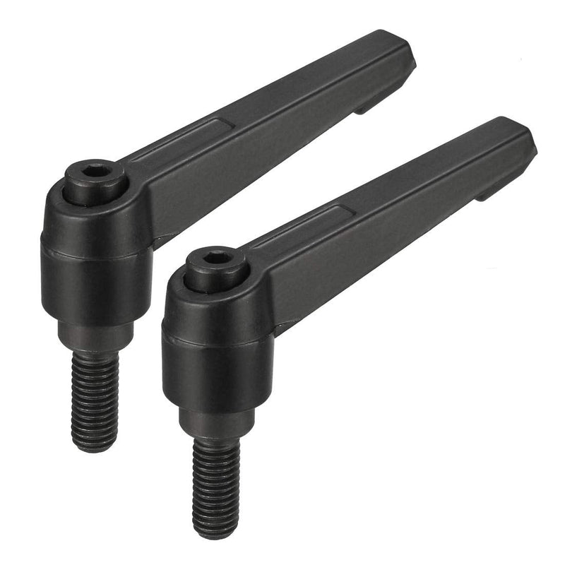 uxcell 2pcs Adjustable Clamping Lever Handle M8 x 20mm Metric Black Oxide Carbon Steel Male Threaded Stud Hand Knobs Rotating Screw Handles Bolts with Locking Lever Black