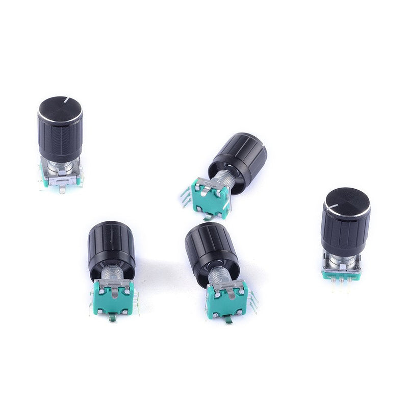 5Pcs 360 Degree Rotary Encoder Code Switch Digital Potentiometer with Push Button 5 Pins and Knob Cap for Arduino (Pack of 5) CYT1100