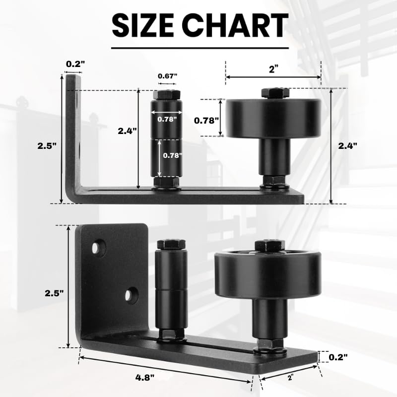 4 Pack Barn Door Floor Guide - Sliding Barn Door Bottom Guide for Bottom Adjustable Roller 8-Setup Options - Quiet Operations, Flush Design with Felt Strips Pack of 4