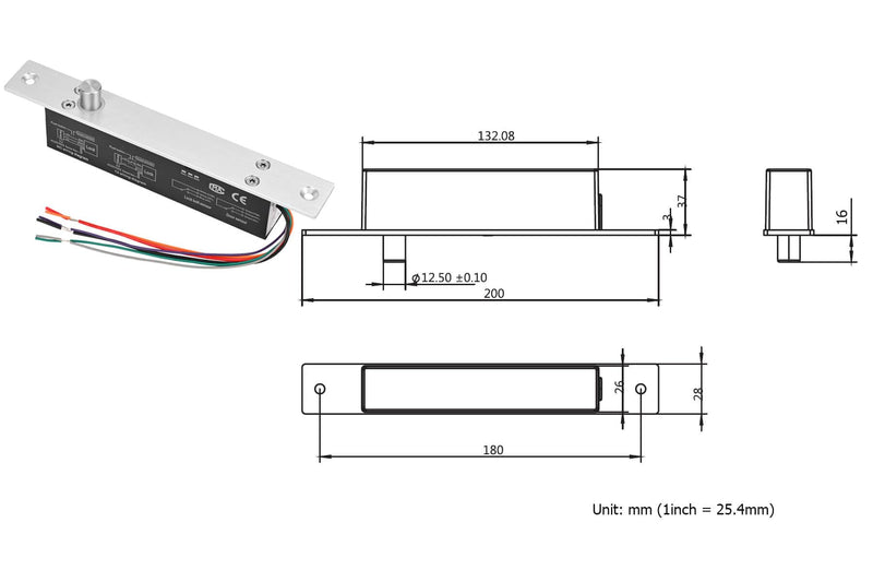 Electric Drop Bolt Lock Deadbolt Fail-Safe NC Mode 12V DC for Narrow Door Access Control System Fail Safe