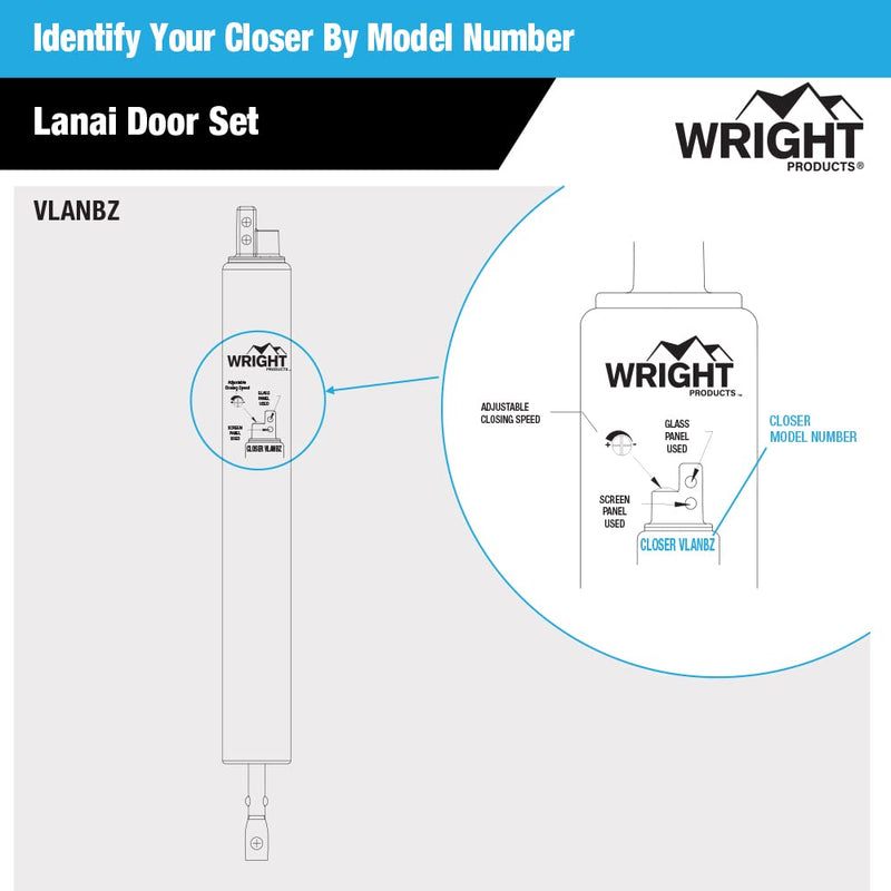 Wright Products Lanai Corrosion Resistant Screen Door Hardware Kit – Pneumatic Closer with Push-Button Latch, No Lock Out, Hold-Open Washer (Transitional, Bronze) Transitional