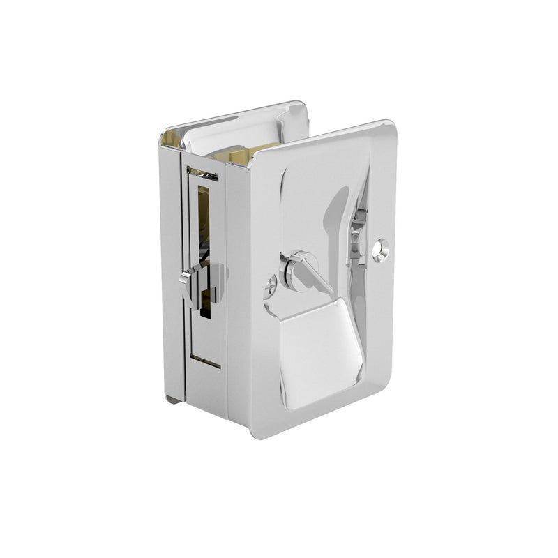 Richelieu Hardware 1701CPSBC Onward Pocket Door Pull, Privacy Lock, 3 1/4 in (82 mm), Rectangular, Chrome