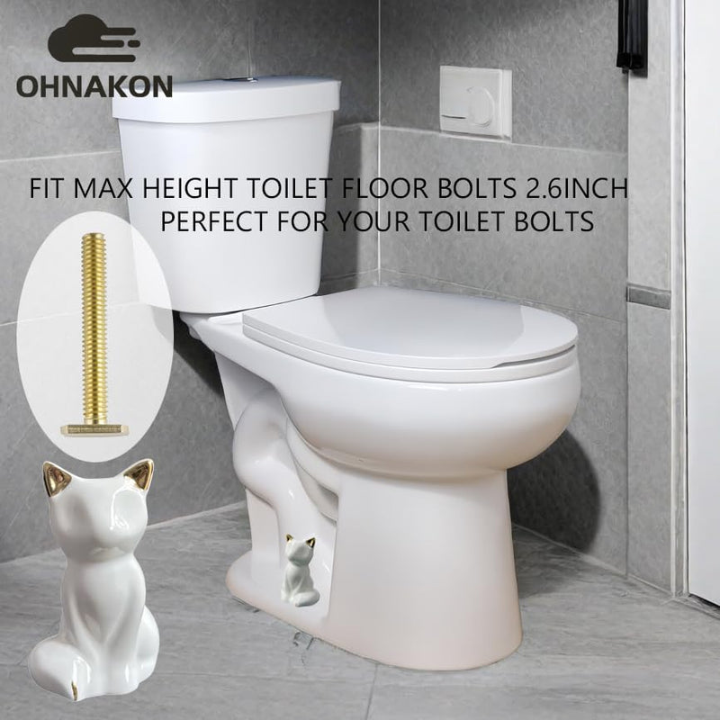 2Pcs Toilet Bolt Caps Tall White Ceramic Lovely Cat,Animal Shape Toilet Floor Bolts Covers Replacement Bathroom Decor Avoid Rusting Toilet Bolts Cover-White White fox