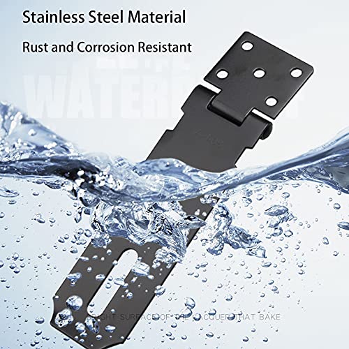 Door Hasp Padlock Latch Stainless Steel Safety Clasp Hasp Lock Latch Matte Black Finish 2 Pack (4inch) 4inch