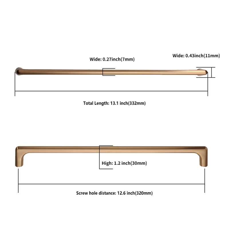 9BUILD 6 Pack Champagne Bronze Cabinet Pulls 12.6 Inch Kitchen Cabinet Handles Cabinet Hardware Kitchen Handles for Cabinets Wardrobe Pulls Dresser Pulls Drawer Handle 12.6"/320MM 6 Pack Pull