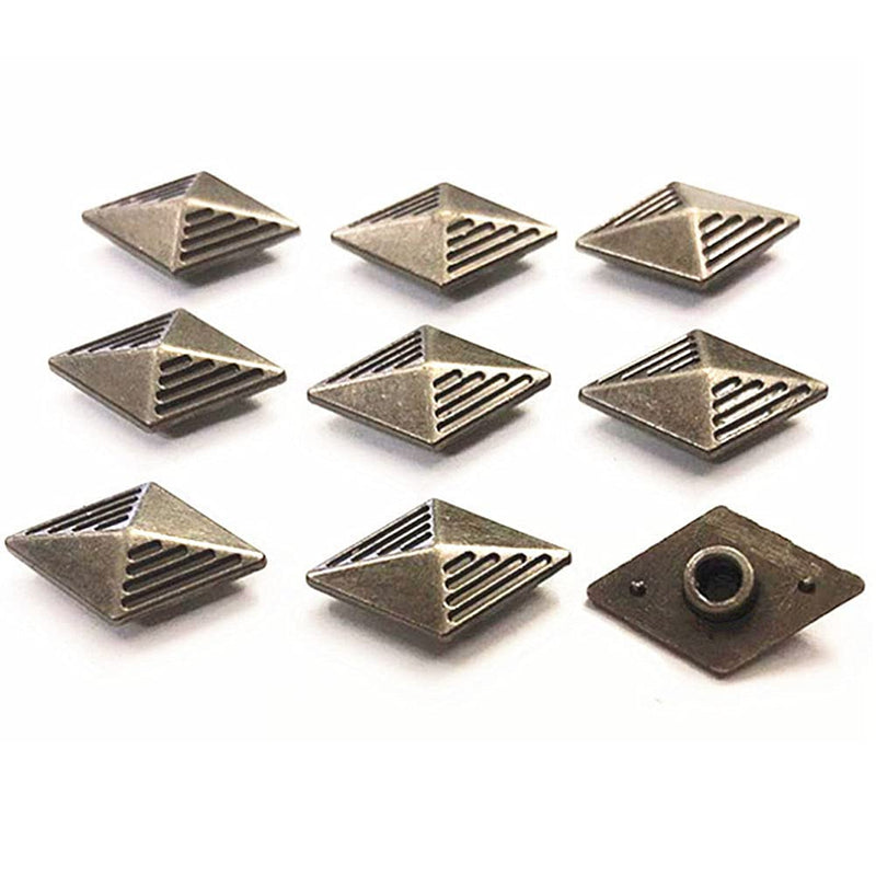 Duolai 30pcs Simple Diamond Shape Carving Craft Purses Leather Decorative Conchos Buttons Metal Stud Screw Back Rivet DIY Manual Accessories