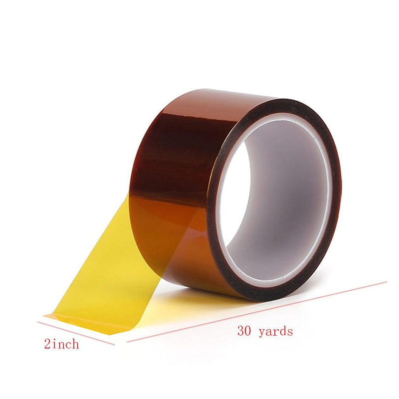 Heat Tape 2" x 30yard, High Temperature Polyimide Tape, 500 Fahrenheit Degree Heat Resisitant Heat Transfer Tape Adhesive Tape for Soldering, Electrical, Masking, 3D Printer Application.