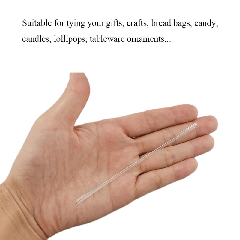 HAHIYO 300Pcs 4inches Cear Metal Twist Ties Bread Candy Coffee Bag Ties Plant Garden Twist Ties for Cellophane Treat Bags Gift Wraping Bags Plastic Bags Halloween Party Cake Present Art Crafts 4 Inches