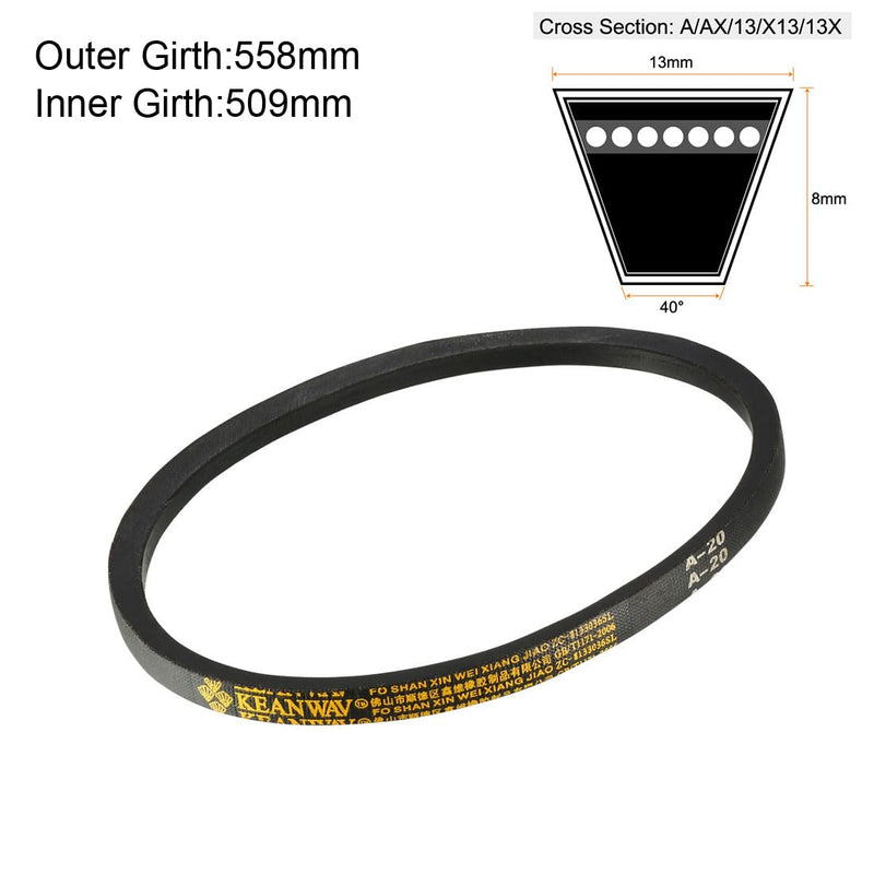 uxcell A20 Drive V-Belts 20" Inner Length 13mm Width 8mm Thick JIS Standard A-Section Rubber Drive Transmission Belt 20"