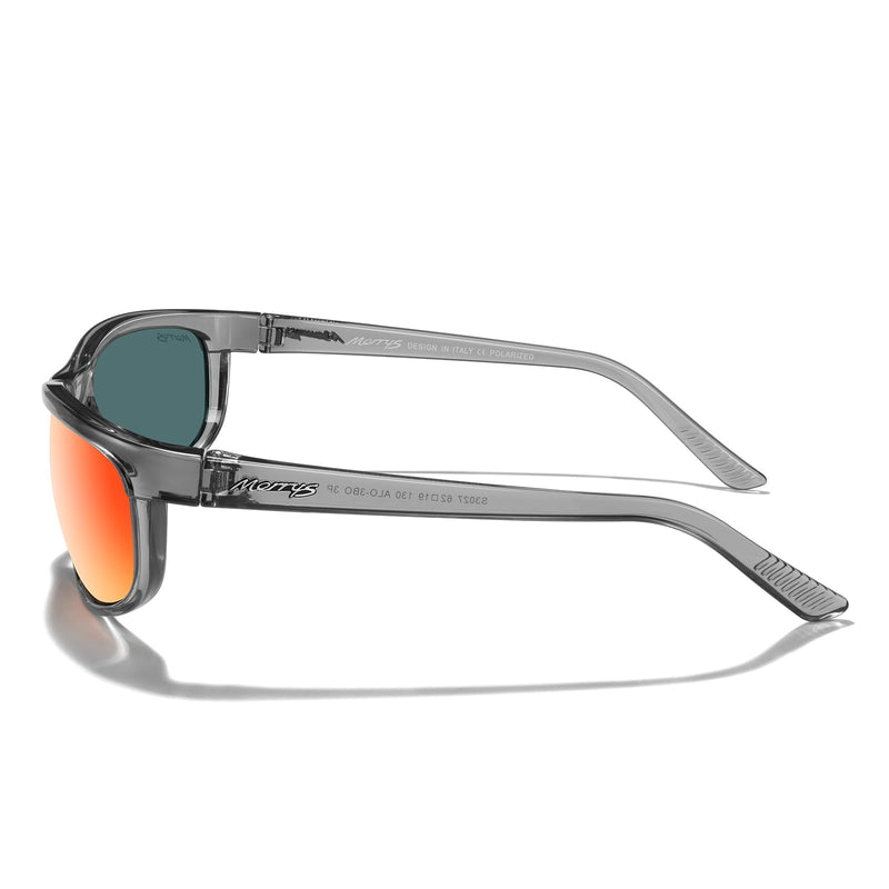 MERRY'S Wrap Around Sport Polarized Sunglasses for Men Women Driving Fishing Cycling Running UV400 Protection S3027 Bright Tra Gray Frame/Red Mirror Polarized Lens 62 Millimeters