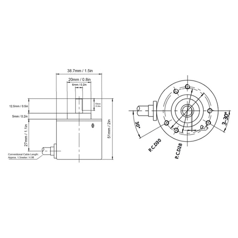 Fafeicy AB 2-Phase Encoder, DC 5-24V Hollow Shaft Encoder AB 2 Phase Quadrature Encoder 6-8mm for Office Automation and Engineering Fields(100B), Encoder