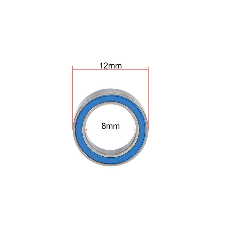 uxcell MR128-2RS Deep Groove Ball Bearings 8mm Inner Dia 12mm OD 3.5mm Bore Double Sealed Chrome Steel Blue Seal Z2 10pcs 8mmx12mmx3.5mm