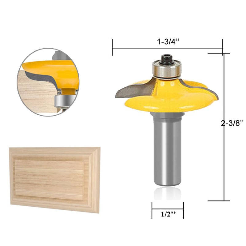 TAIWAIN 1/2 Inch Shank Router Bit Set Picture Frame Molding Woodworking Tool 4PCS, Architectural Drawer Cabinet Door Milling Router Bits Sets, Wood Miter Carbide CNC Cutter(ROUND1) ROUND1