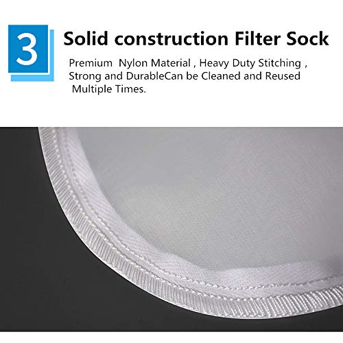 Nylon Mesh Monofilament Filter Socks Bag 50 Micron 7 Inch Ring by 16 Inch Long NMO Liquid Filter Bag Size 1-1Pack (50 Micron 7" x 16") 50 Micron 7" x 16"