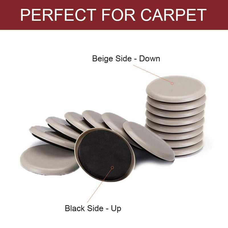Yelanon Furniture Sliders, 20pcs-3 1/2” Furniture Sliders for Carpet, Furniture Pads Hardwoods Floors, Heavy Duty Furniture Movers Sliders, Reusable Moving Pads, Floor Protectors for Carpet 20pcs 3.5" Beige