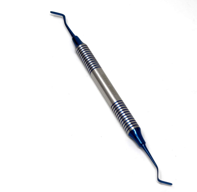 Set of 6 Dental Composite Placement Instruments Hand Carving Dentistry Kit, Blue Titanium Coated Tips, Stainless Steel Kit