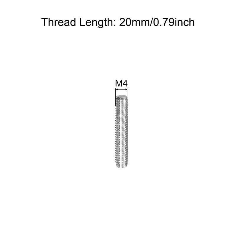 MECCANIXITY Fully Threaded Rod M4 x 20mm 0.7mm Thread Pitch 304 Stainless Steel Right Hand Threaded Rods Bar Studs 15 Pack