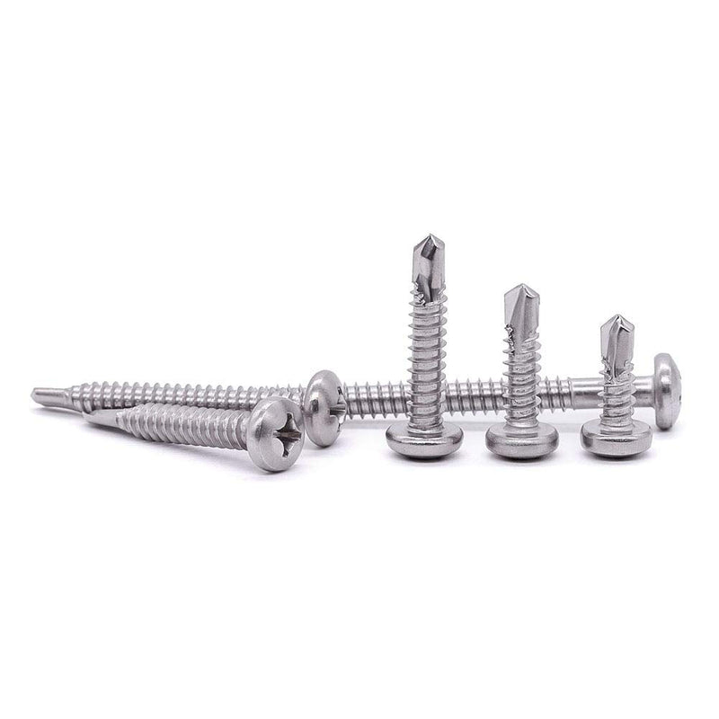 #10 x 1 Pan Head Self Drilling Screws, Phillips Drive, 410 Stainless Steel Sheet Metal Screws,Self Tapping, Dovetail Screws, Pack of 100 #10 x 1"