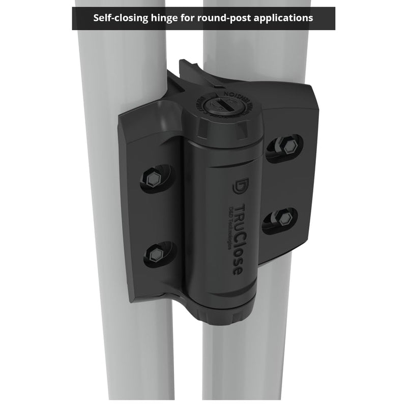 D&D TCHDRND1S3 TruClose Heavy Duty Round Post Gate Hinge, Black, 2 pcs