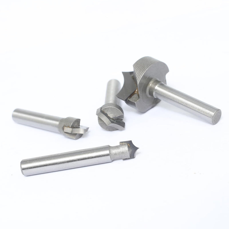 4pcs Point Cutting Roundover Router Bit Set,1/4" Shank,Cutting Dia. 3/8“,3/8",1/2" and 1",Round-Over Plunge Cutter for Wood Engraving, 2D and 3D Carving 4Pcs V Point Bits