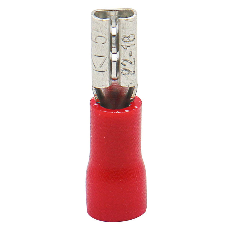 Baomain 0.11" Red Female Insulated Spade Wire Connector Electrical Crimp Terminal 18-22 AWG 2.8 x 0.5mm (100PCS) 100