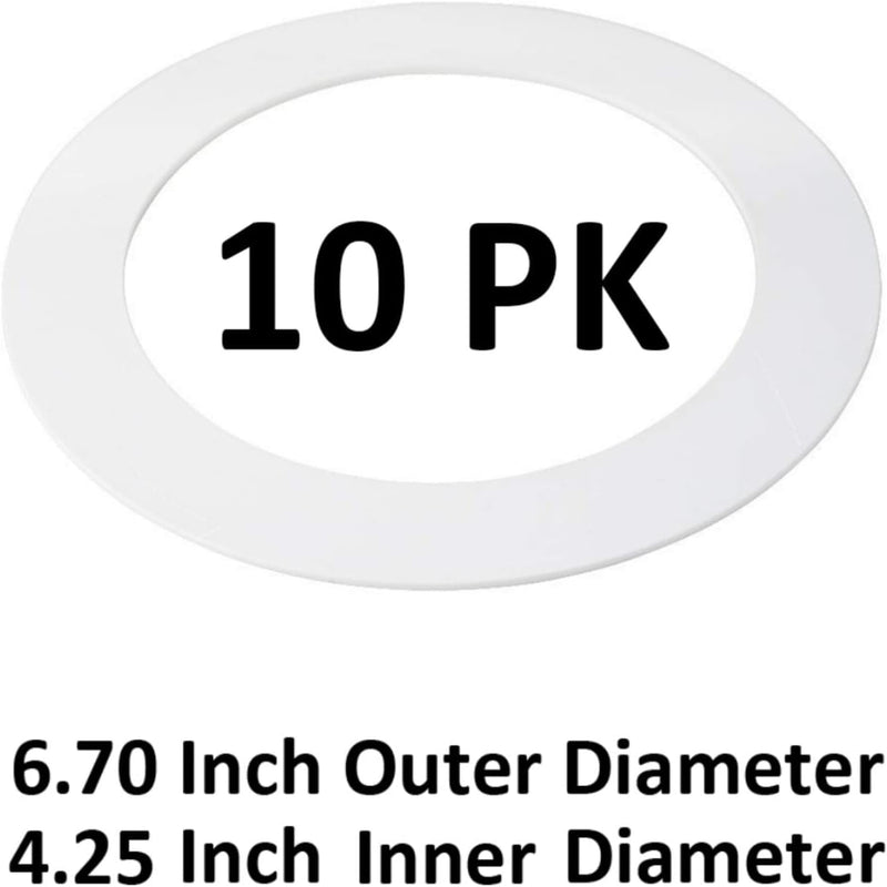 10 Pack Gloss White Goof Trim Ring for 4" Inch Recessed Can Lighting Down Light, Outer Diameter 6.7 Inches, Inner Diameter 4.2 Inches… 10 Pack