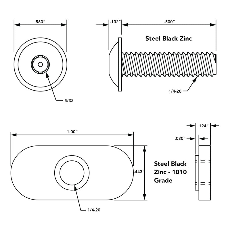 8020, 3321, 10 Series Bolt Assembly, 1/4-20 x 1/2 0.5" Flanged Button Head Socket Cap Screw (FBHSCS) with Slide-in Economy T-Nut Hardware HW Combo 80/20 (25 Pack) 25