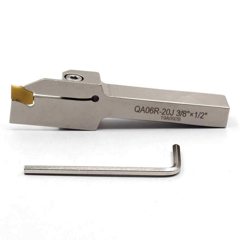 OSCARBIDE Heavy Duty Nickel Plated 3/8"x1/2"Indexable Grooving Parting Holder QA06R-20J Right -Hand Lathe Cut Off Tool with GTN-2 Carbide Insert, 1pieces
