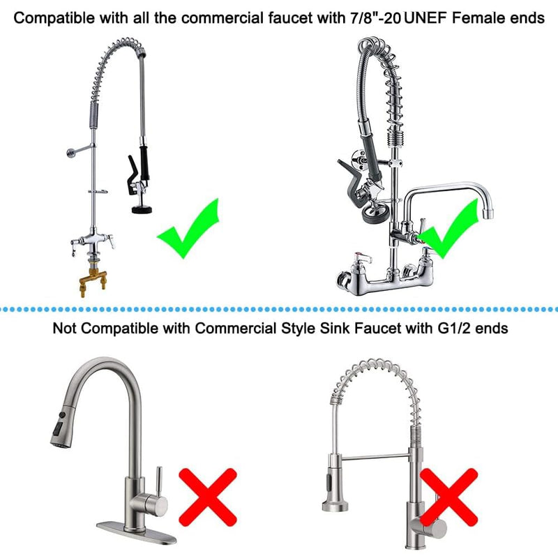 Pre Rinse Sprayer 1.42 GPM High Pressure Commercial Sink Sprayer Head for Restaurant Industrial Faucets, Spray Valve Dish Nozzle Without Handle Fits for T&S Brass Spray Valve Replace B-0107 Black