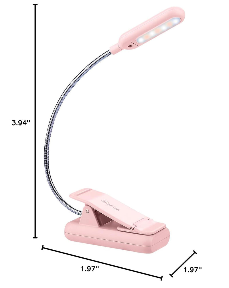 VAVOFO Rechargeable Book Light, Blue Light Blocking, Amber 1600K Clip On Reading Light, Eye Care 7 LEDs Kids Book Light for Reading in Bed with Power Indicator for Bookworms (Pink) 1-Pack Pink