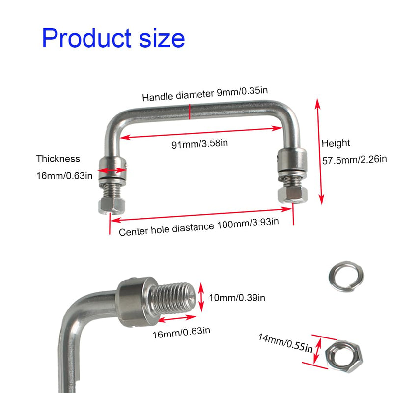 304 Stainless Steel Folding Handle 90 Degree Folding Pull Handle,Cabinet Handle Toolbox Handle,2 Pack (Hole Center 3.93in) Hole Center 3.93in