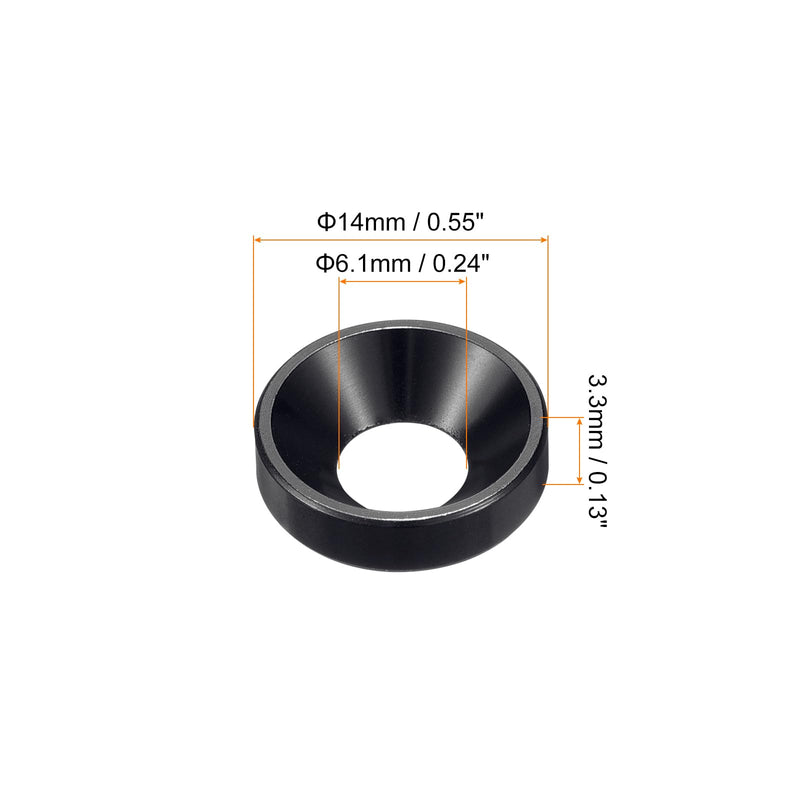 uxcell 40 Pcs M6 Finishing Countersunk Washers, Aluminum Alloy Screw Gaskets, Cup Head Washer Gasket for Mechanical Accessories Parts, Black