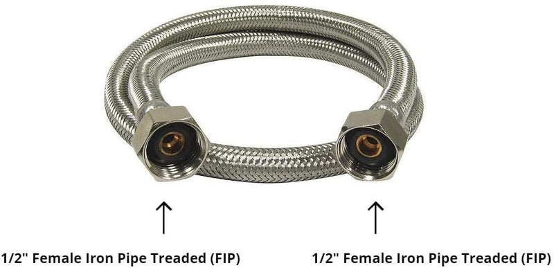 EZ-Fluid 16-Inch 1/2" FIP X 1/2" FIP Stainless Steel Braided Faucet Supply Line Connector,Faucet Water Supply Hose Connector Lines Facuet Water Supply Line For Bathroom,Kitchen sink Facuet (1 Pc) 16"