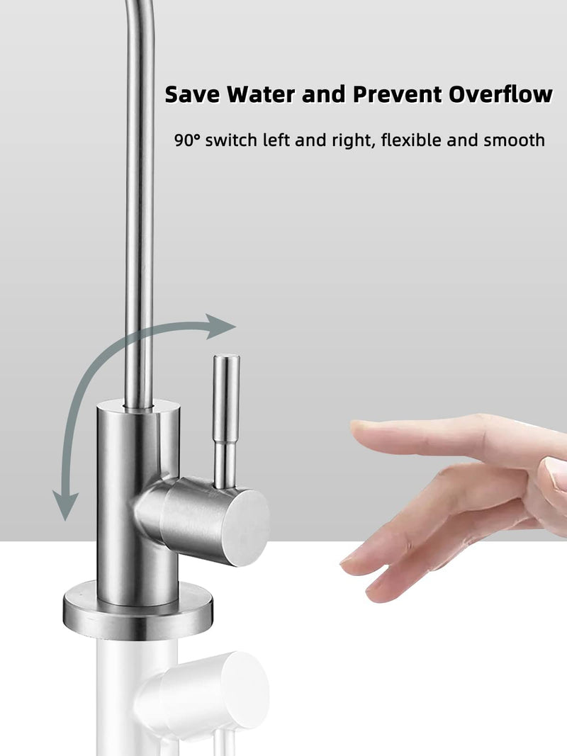 Drinking Water Faucet,Easy to Install Sink Water RO Faucet,Lead-Free Reverse Osmosis Faucet for Kitchen Bar Sink,Brushed Nickel SUS304 Stainless Steel Medium