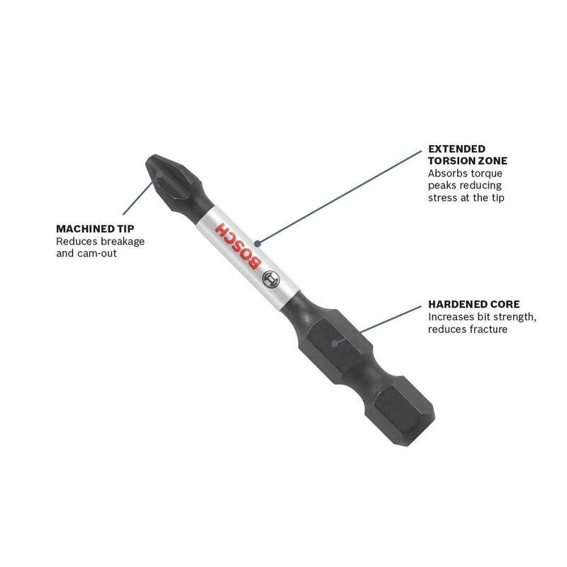 BOSCH ITPH235B 10-Pack 3-1/2 In. Phillips #2 Impact Tough Screwdriving Power Bits 3-1/2 In.