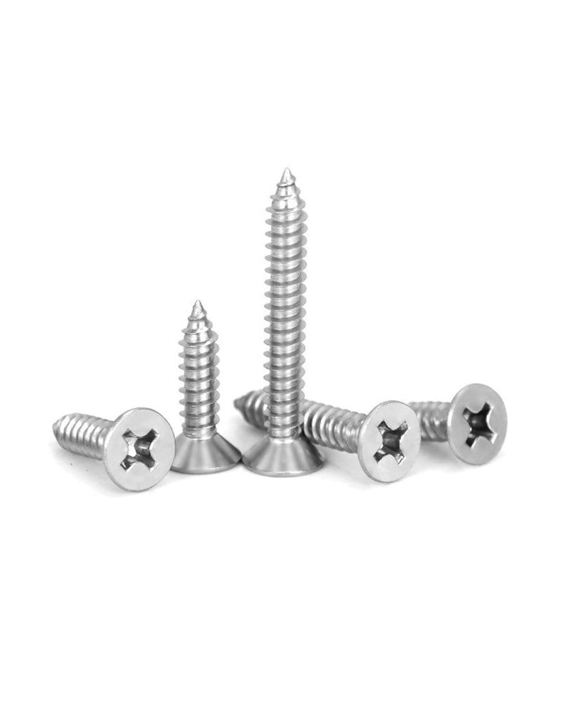 #6 x 1-1/2"(3/8" to 2" Available) Flat Head Phillips Drive Screws Sheet Metal Self-Tapping Screws, 304 Stainless Steel Screw,100 PCS #6 x 1-1/2"