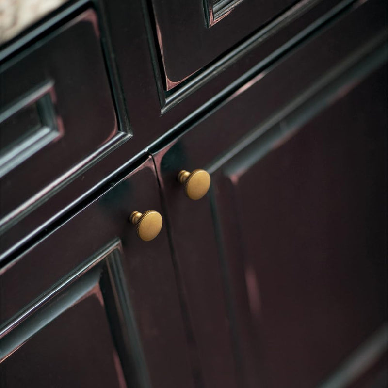 Goo-Ki 6 Pack Fluted Antique Brass Cabinet Knobs - Tapered Stem Low-Profile Design Pull Handle Tapered Mushroom Profile Vintage Kitchen Hardware