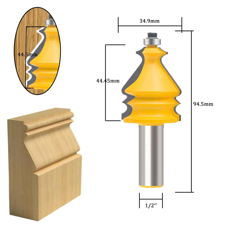 TAIWAIN 5PCS Woodworking Router Bit Set 1/2 Inch Shank, Architectural Picture Frame Door Cabinet Drawer Molding Router Bits Milling Cutter, Wood Miter Carbide CNC Cutting Tool (F-LE1) F-LE1