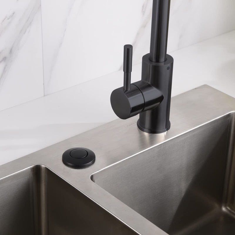 Garbage Disposal SinkTop Air Switch Kit with Long Button,Brass Made Cover,UL,Matte Black LONG/3.58"