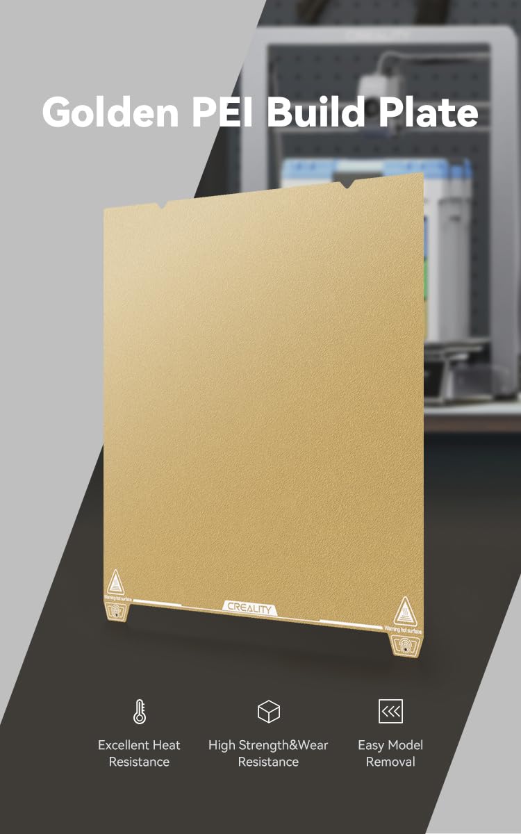 Creality K1 Max Golden PEI Build Plate Kit (315 * 310mm), Without Soft Magnetic Sticker, 3D Printer Platform for Ender-3 V3 Plus/CR-10 Smart/Pro/Ender-3 Max/Max Neo/10S PRO/PRO V2/10 V2/V3/CR-X