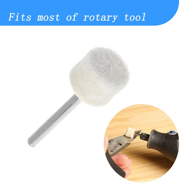 60 Pcs Wool Felt Polishing Pads Quickly Changed Wool Buffing Wheel with 4 Pcs 1/8'' Shank Fits for Dremel Rotary Tools 60 Pcs 13mm Wool Polishing Kits
