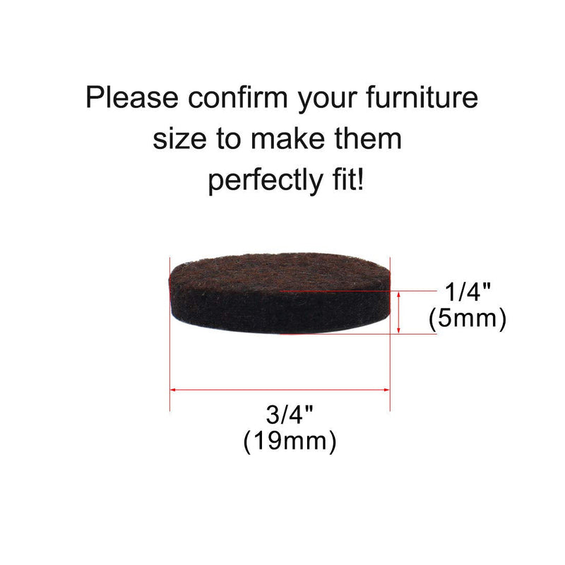 uxcell 300pcs Furniture Felt Pads Round 3/4" Self-Stick Anti-Slip Scratch Resistant Pads for Cabinet Chair Feet Floor Protector Brown (Pack of 4) 300pcs,3/4" (Pack of 4)