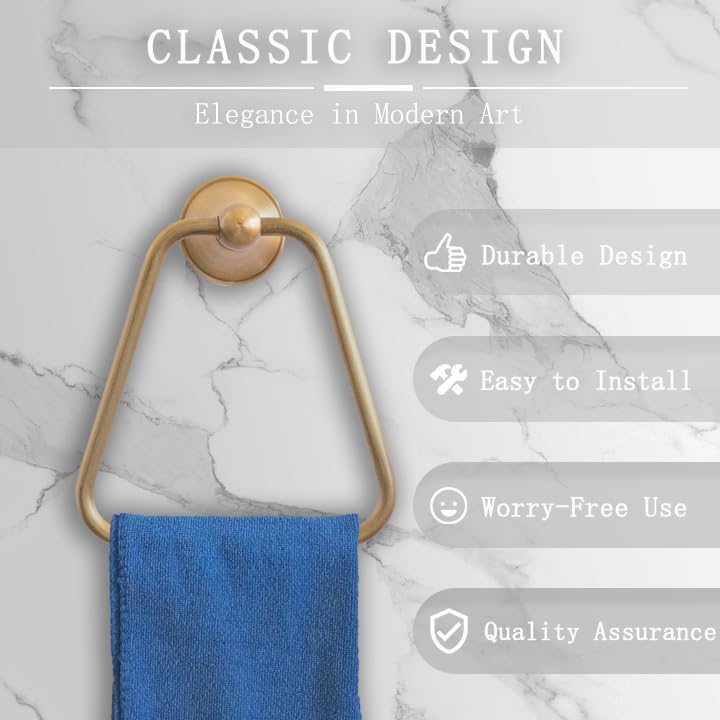 T-Shape Bath Towel Ring,Simple Design Towel Holder Hangers Wall Mount Antique Brass Hand Towel Holder for Bathroom、Kitchen Bathroom Hardware Accessories